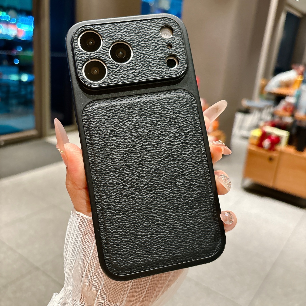 Rugged Armor Case - Luxury Matte Leather Large Window for
