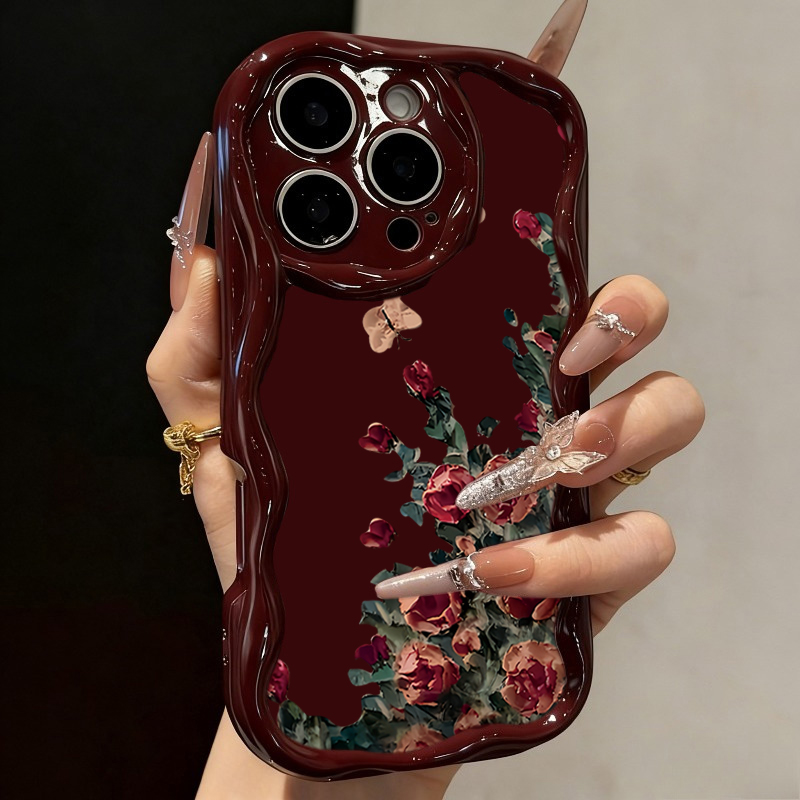 Phone Cases Luxury - Retro Oil Painting Flower Pattern Phone
