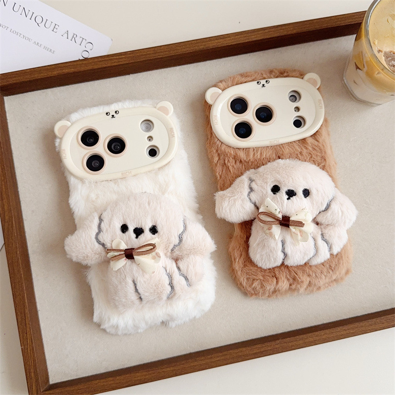 3D Cartoon Bowknot Puppy Warm  - مراجعة Phone Cases For Iphone 12 Pro Max وسعره