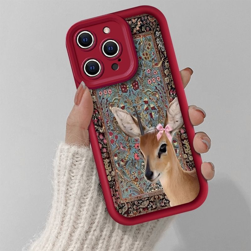 Wine Red Tapestry Deer Print C - مراجعة Phone Cases Red Deer وسعره
