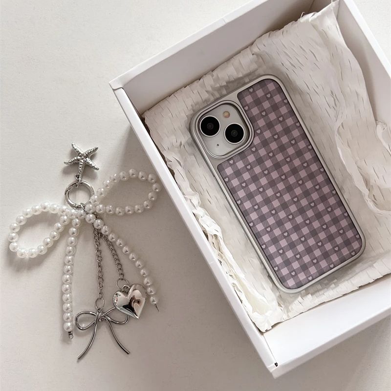 Pink Purple Heart-Shaped Check - مراجعة Phone Cases Y2K وسعره