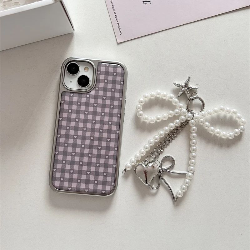 Pink Purple Heart-Shaped Check - مراجعة Phone Cases Y2K وسعره
