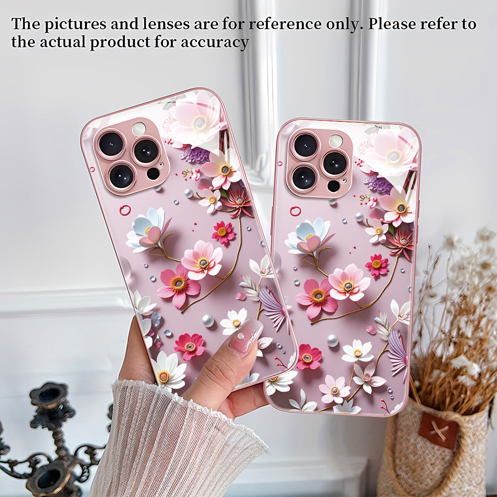 Pink Flower Tempered Glass Cas - مراجعة Phone Cases Pink وسعره