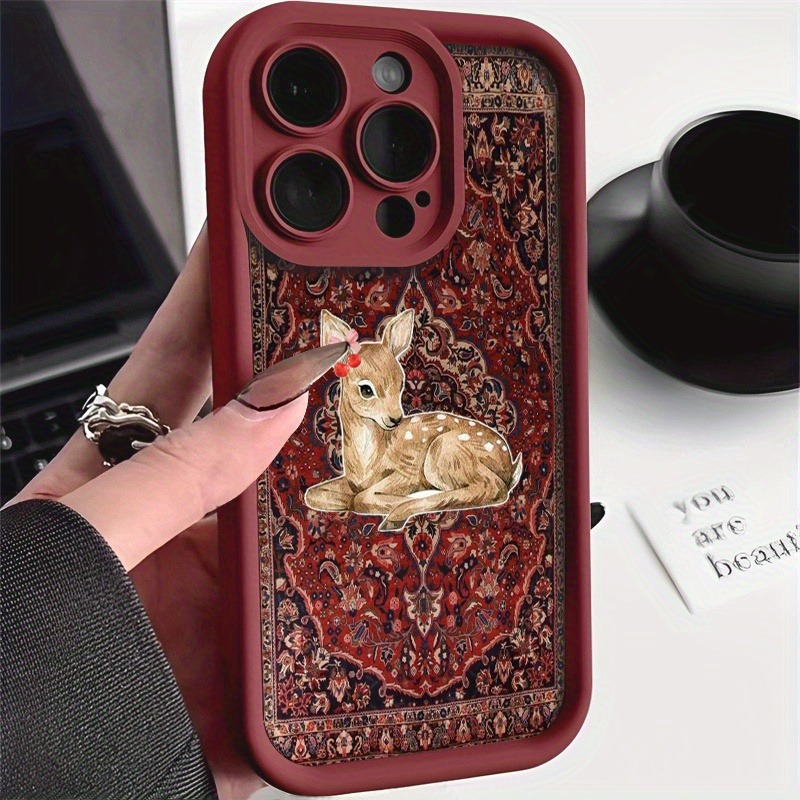 Vintage Red Floral Deer Patter - مراجعة Phone Cases Red Deer وسعره