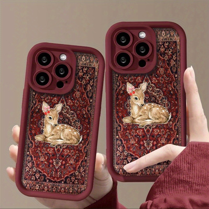 Vintage Red Floral Deer Patter - مراجعة Phone Cases Red Deer وسعره