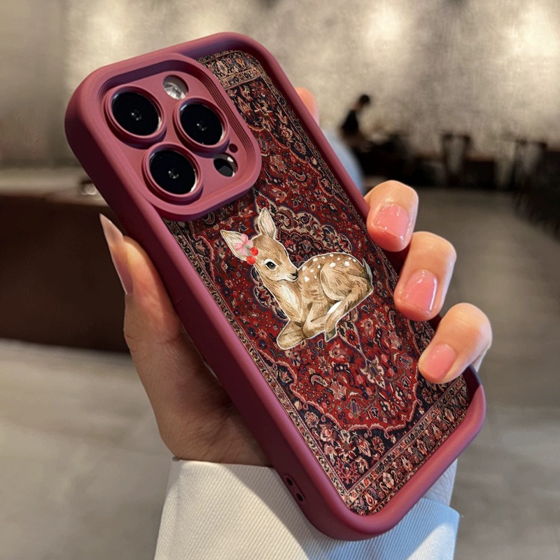 Vintage Red Floral Deer Patter - مراجعة Phone Cases Red Deer وسعره