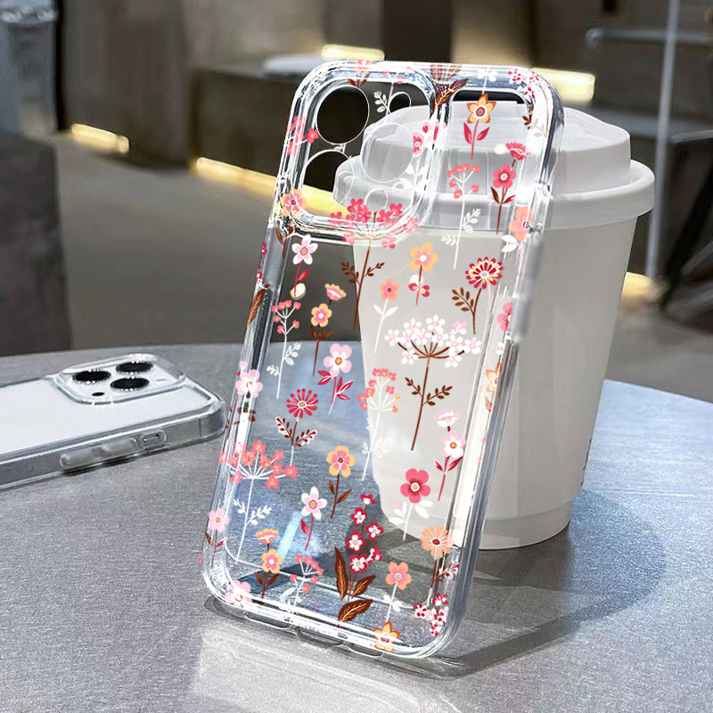 White Pink Floral Transparent  - مراجعة Phone Cases Pink وسعره