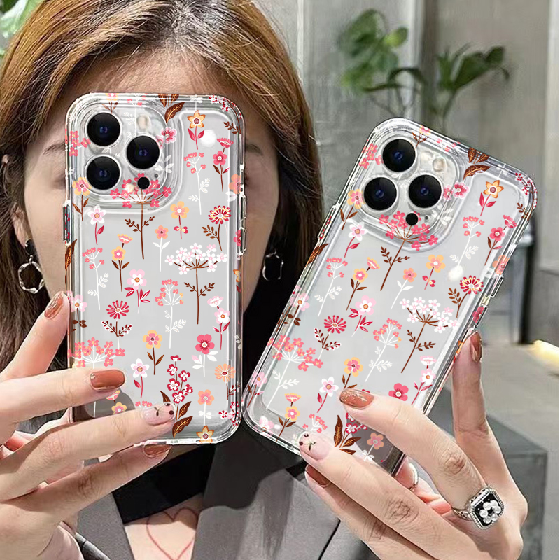 White Pink Floral Transparent  - مراجعة Phone Cases Pink وسعره