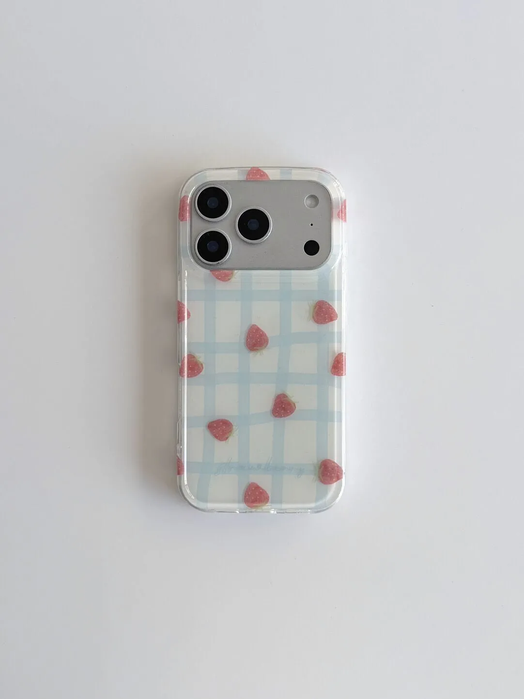 Fresh Blue Grid Pattern Strawb - مراجعة Phone Cases Y2K وسعره