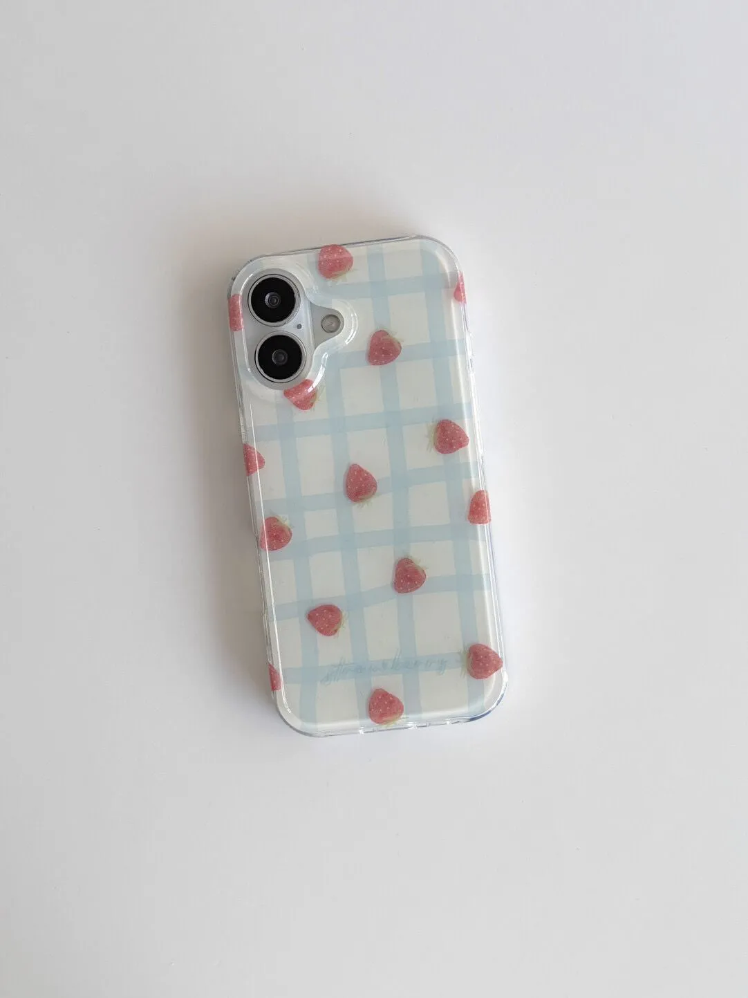 Fresh Blue Grid Pattern Strawb - مراجعة Phone Cases Y2K وسعره